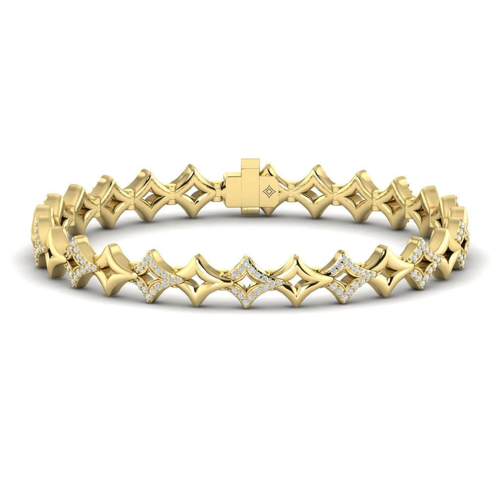 Open Vlora Star Bracelet with Diamonds Yellow Gold