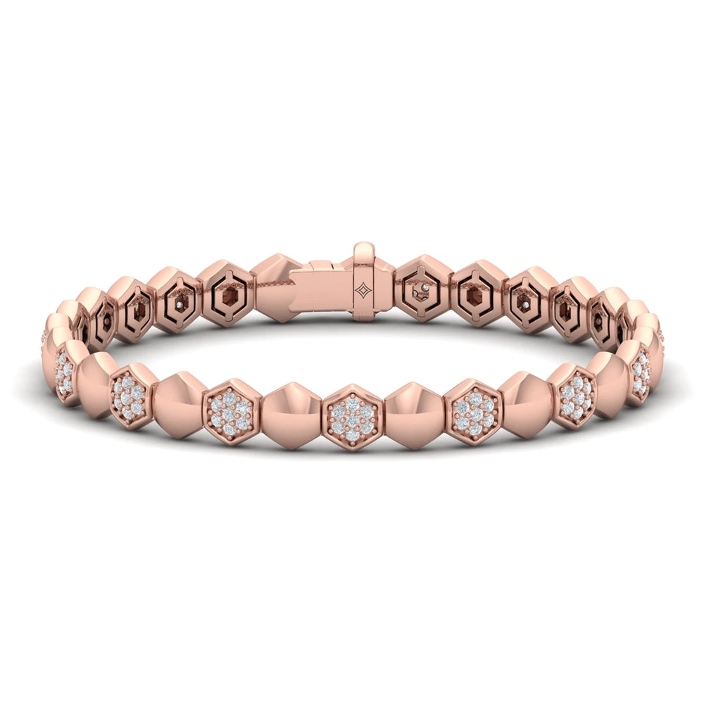 Diamond Cluster Honeycomb Bracelet Rose Gold