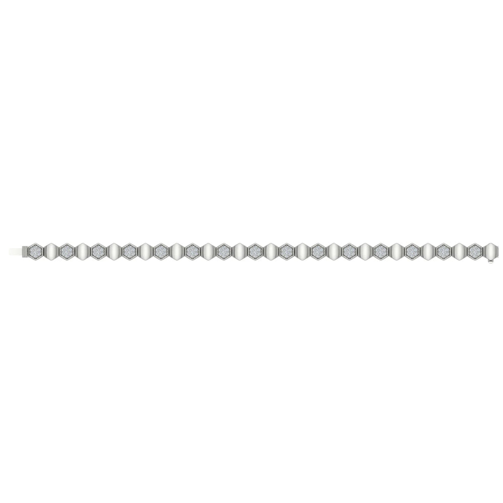 Diamond Cluster Honeycomb Bracelet Platinum