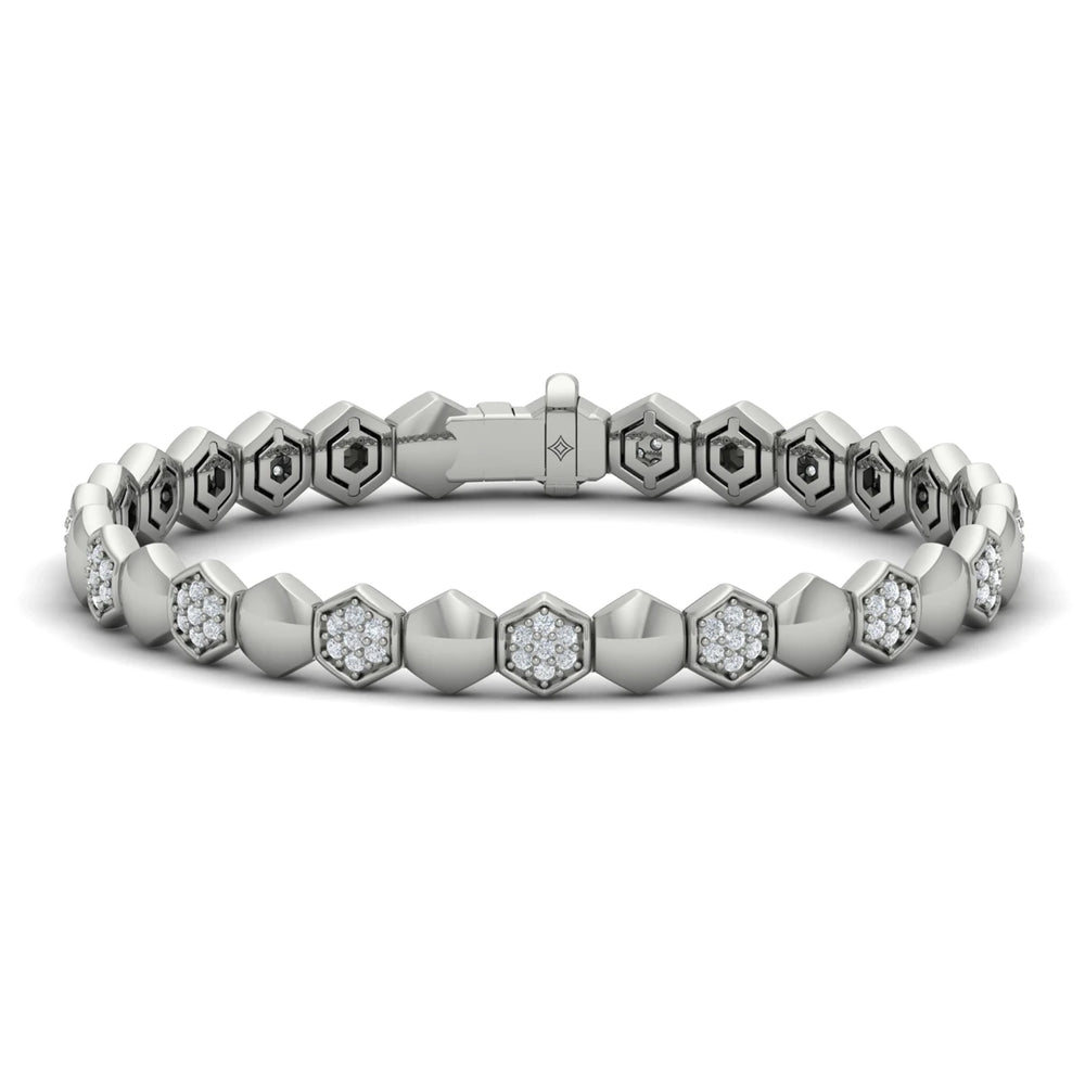 Diamond Cluster Honeycomb Bracelet Platinum