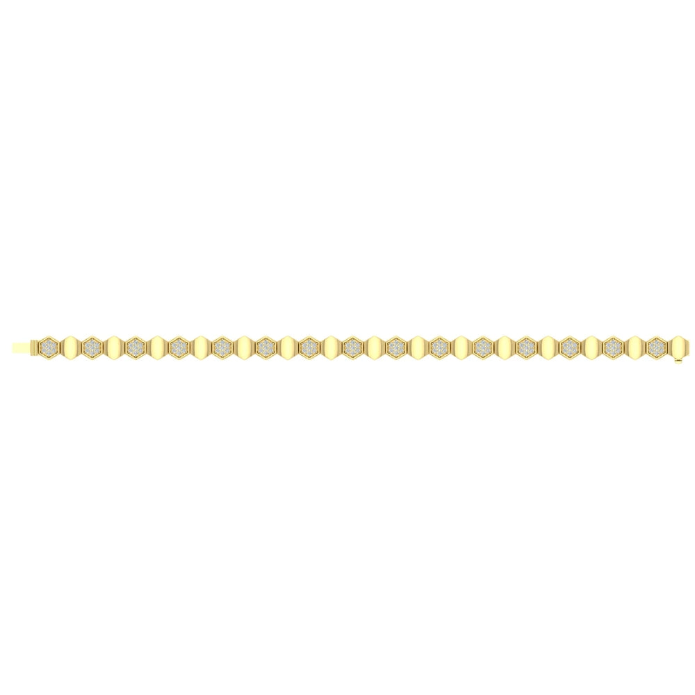 Diamond Cluster Honeycomb Bracelet Yellow Gold