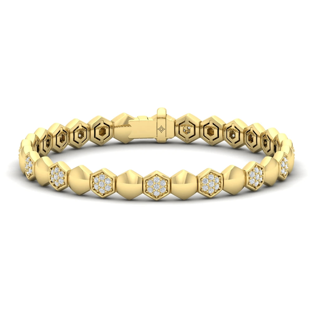 Diamond Cluster Honeycomb Bracelet Yellow Gold