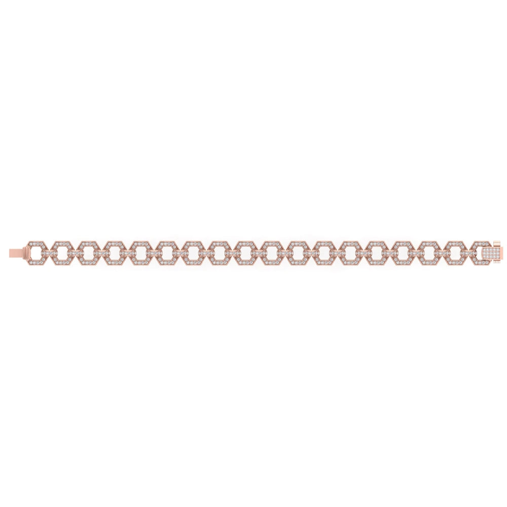 Diamond Open Honeycomb Link Bracelet Rose Gold