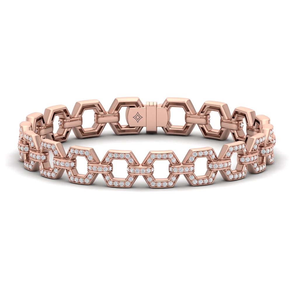 Diamond Open Honeycomb Link Bracelet Rose Gold