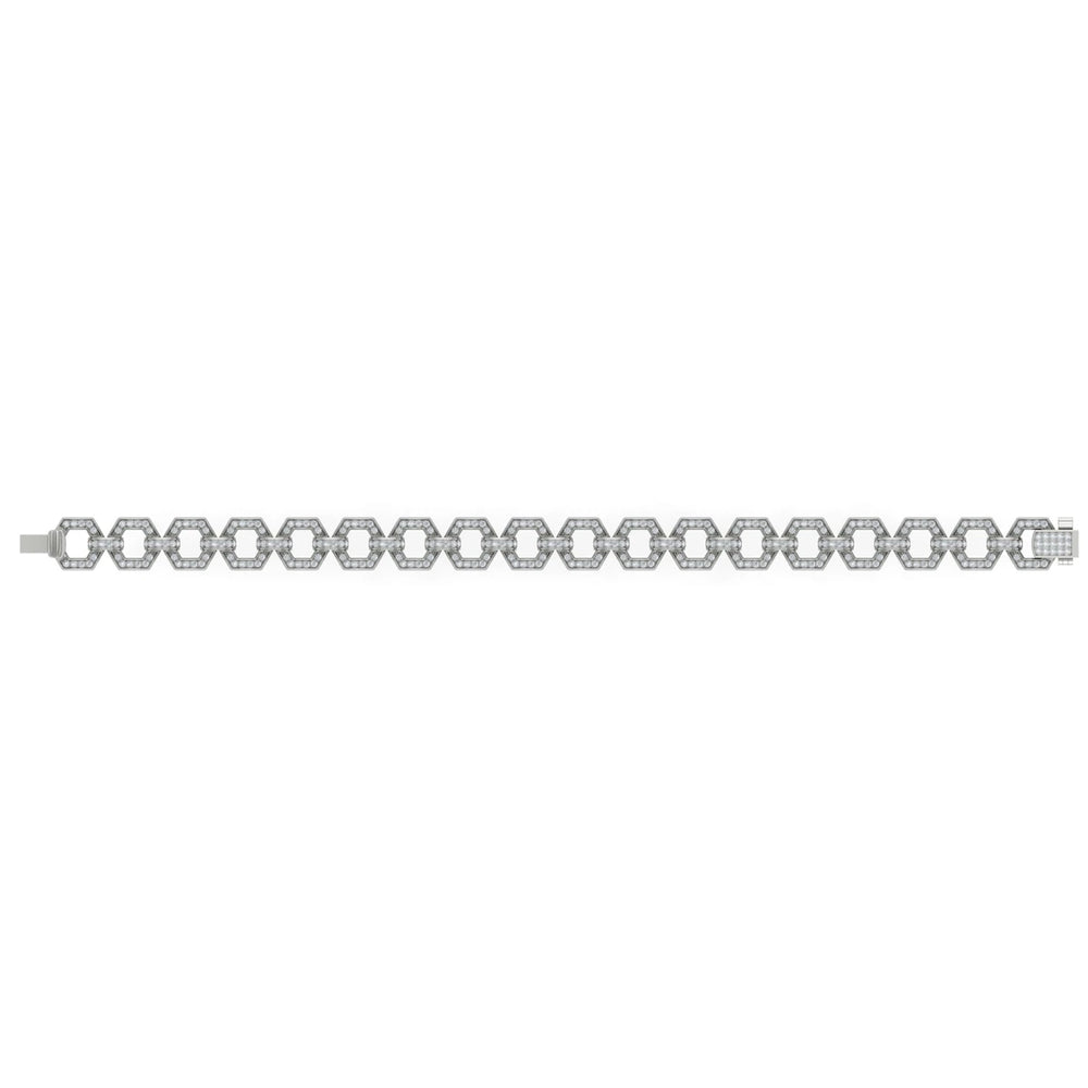 Diamond Open Honeycomb Link Bracelet White Gold
