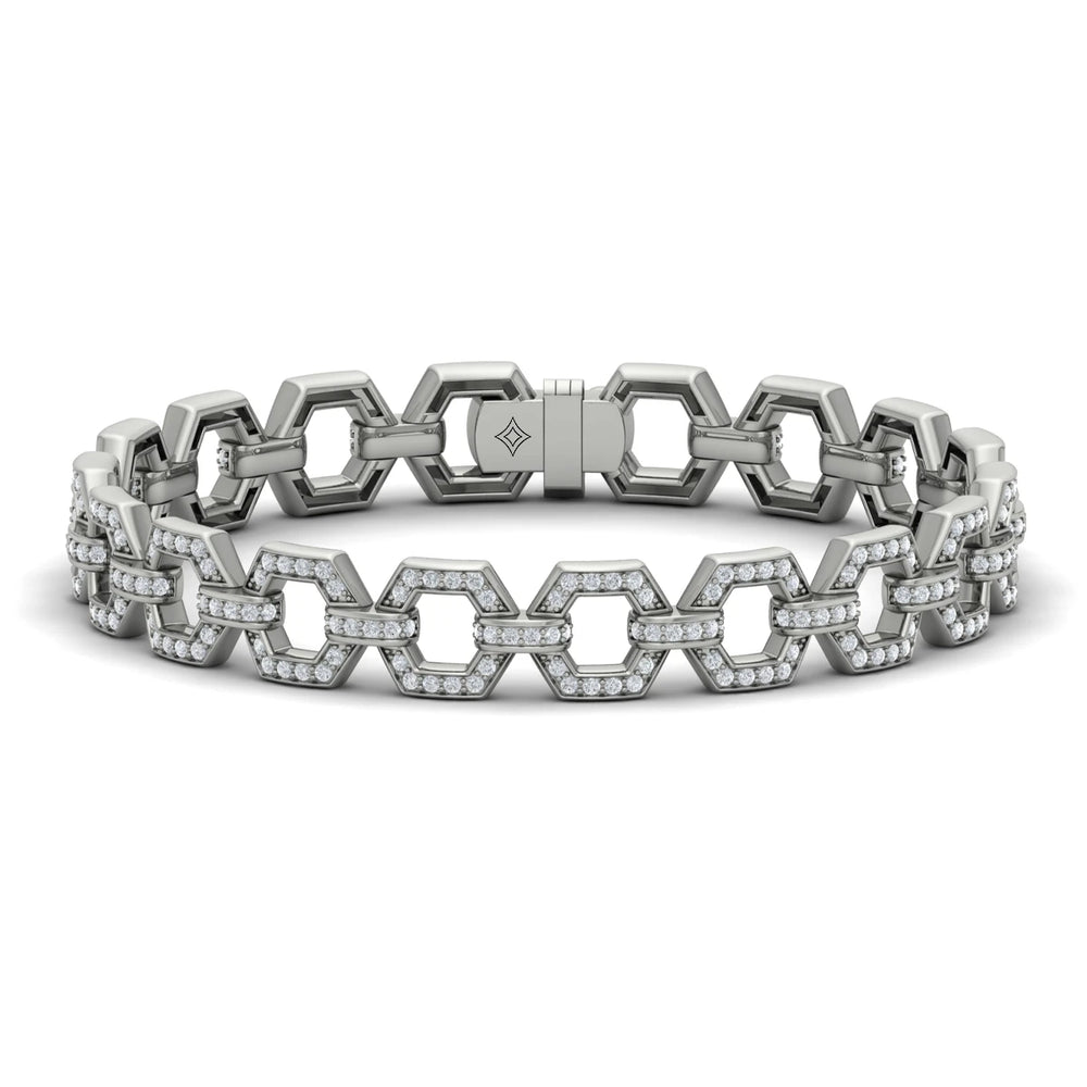 Diamond Open Honeycomb Link Bracelet Platinum