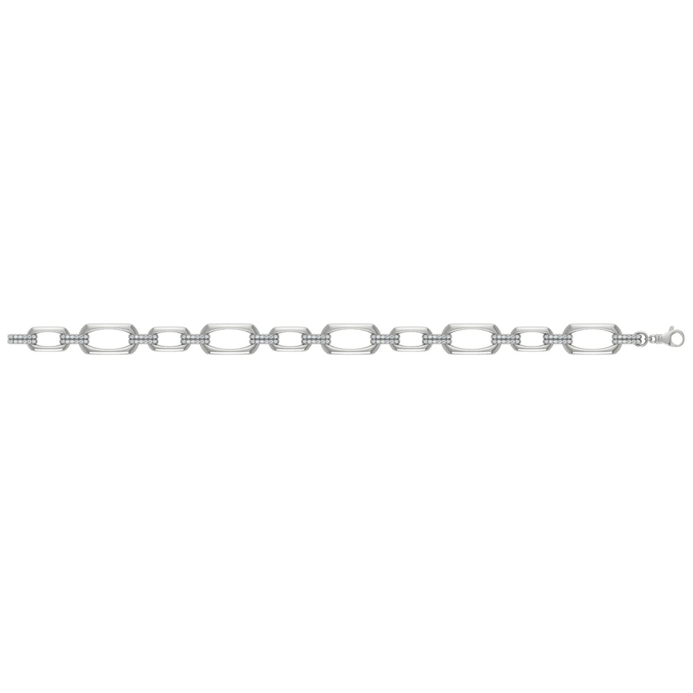 Diamond Accent East West Open Oval Link Bracelet White Gold