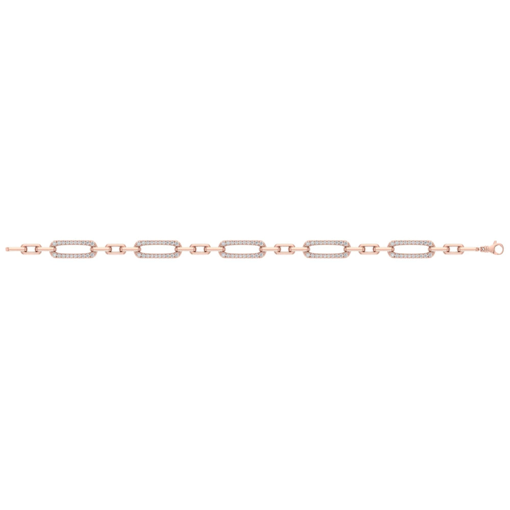 Diamond East West Open Oval Link Bracelet Rose Gold