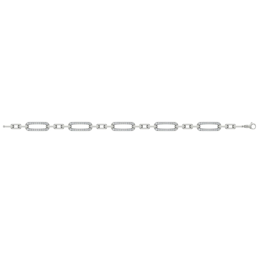 Diamond East West Open Oval Link Bracelet White Gold