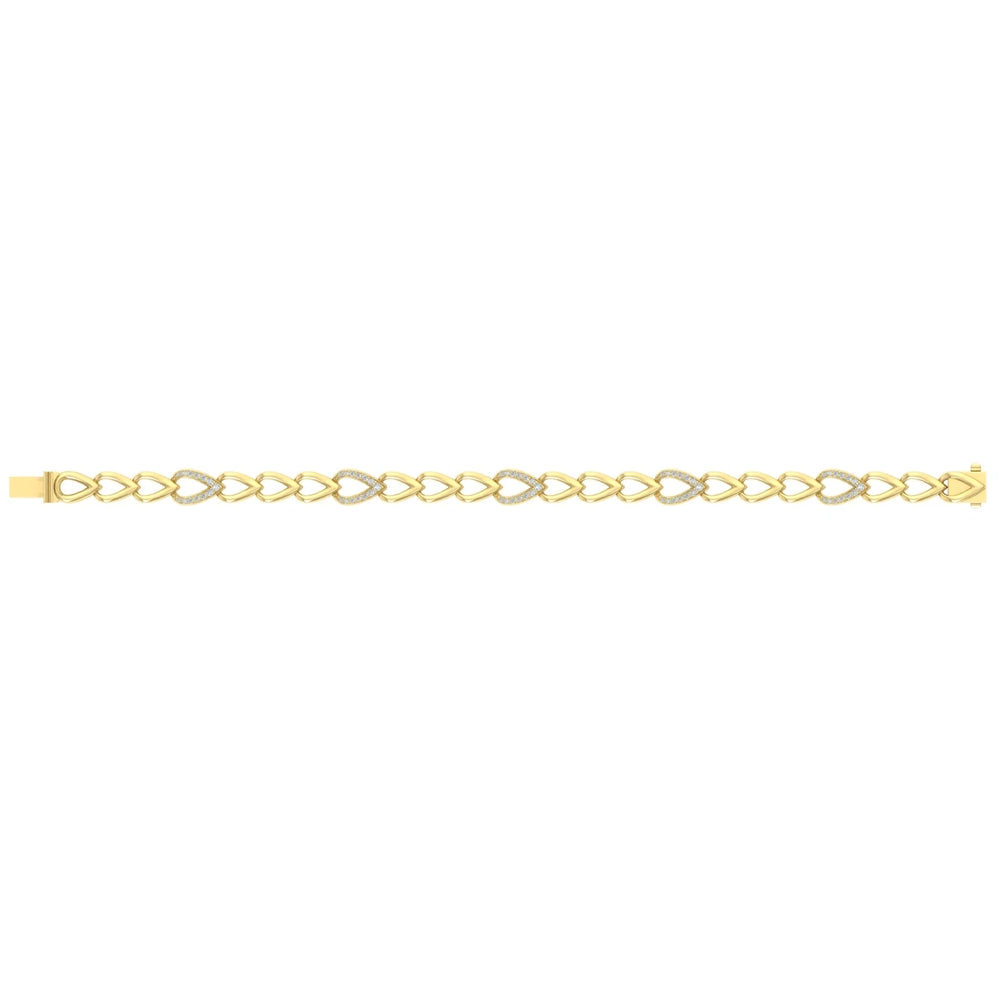 Diamond Open Tear Drop and Multi Tear Drop Link Bracelet Yellow Gold