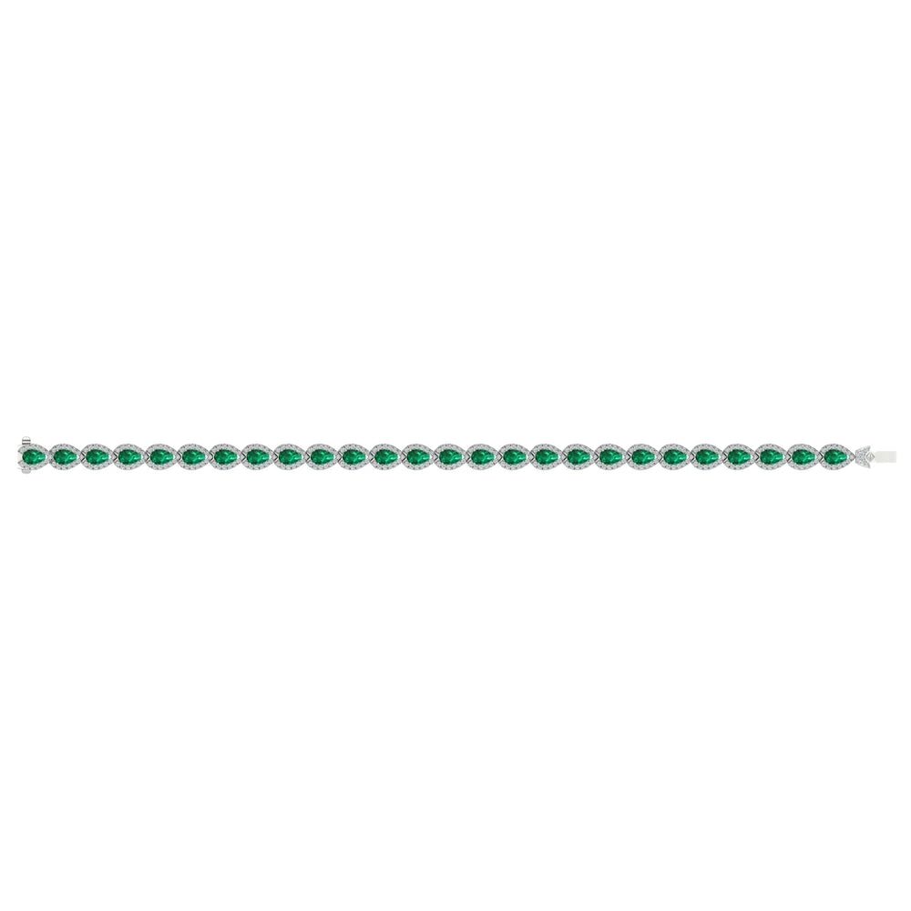 Diamond and Emerald Hinged Bangle White Gold