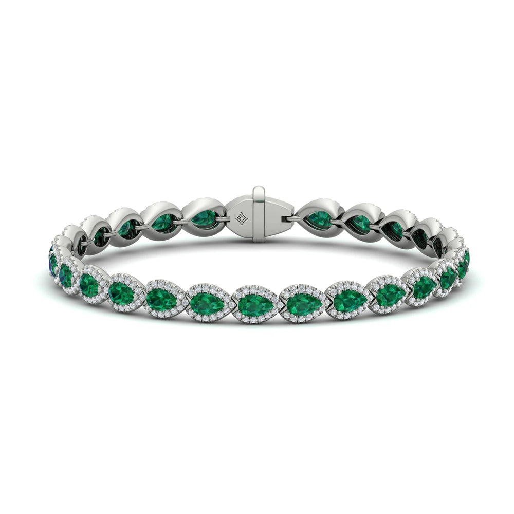 Diamond and Emerald Hinged Bangle Platinum