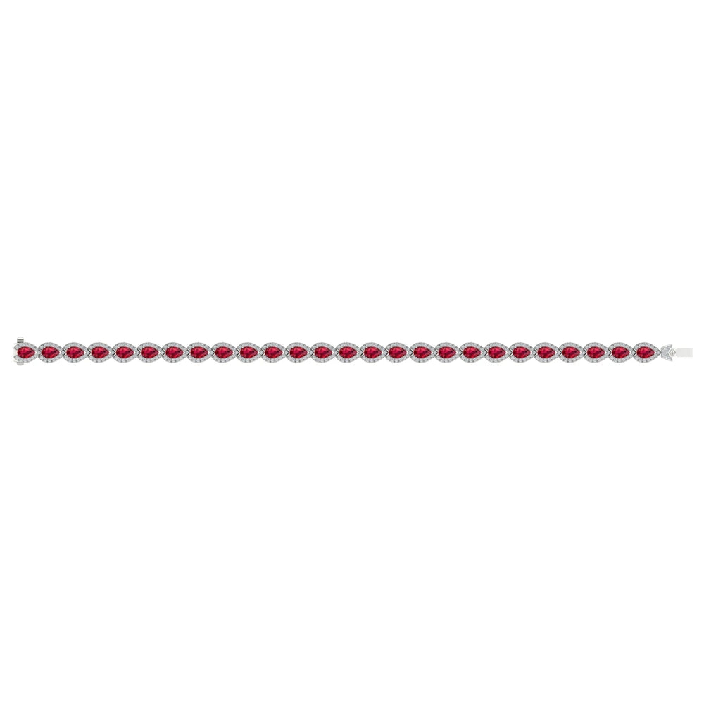 Diamond and Ruby Hinged Bangle White Gold