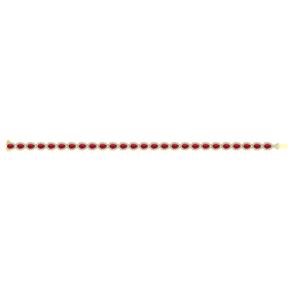 Diamond and Ruby Hinged Bangle Yellow Gold
