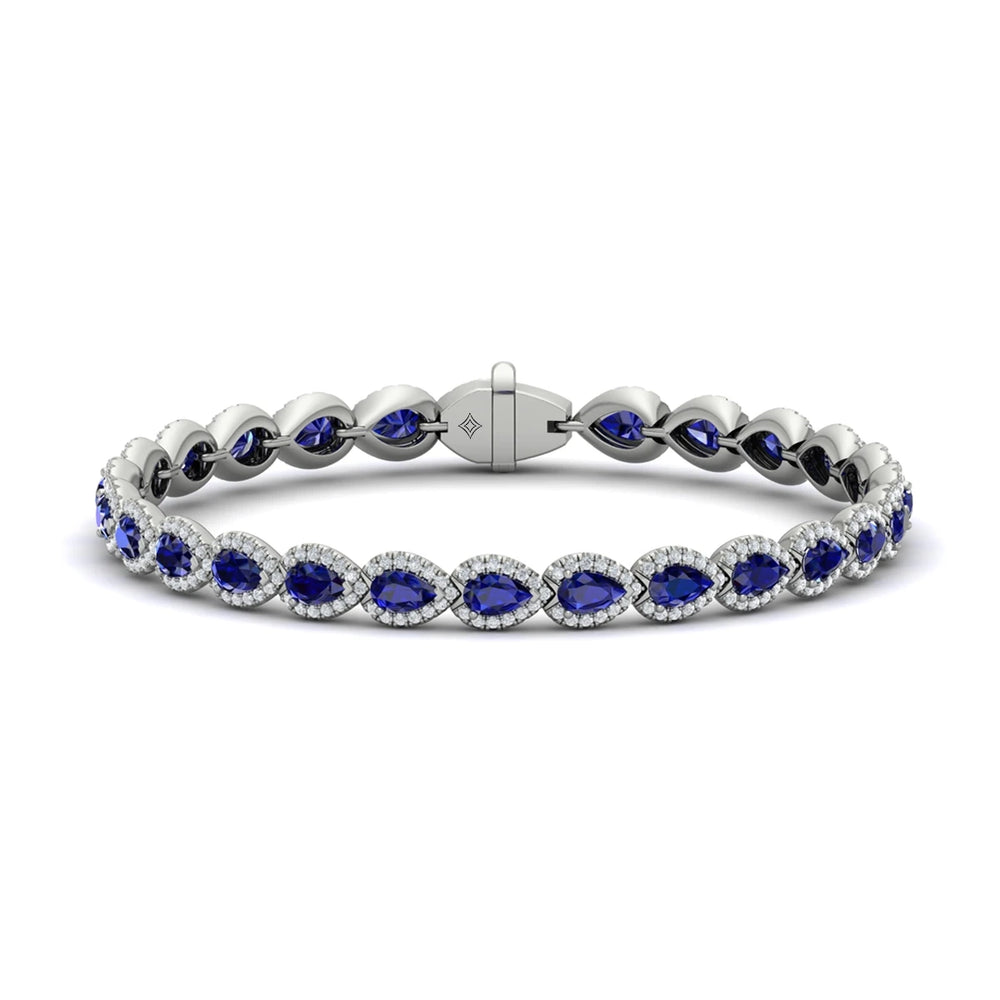 Diamond and Sapphire Hinged Bangle White Gold