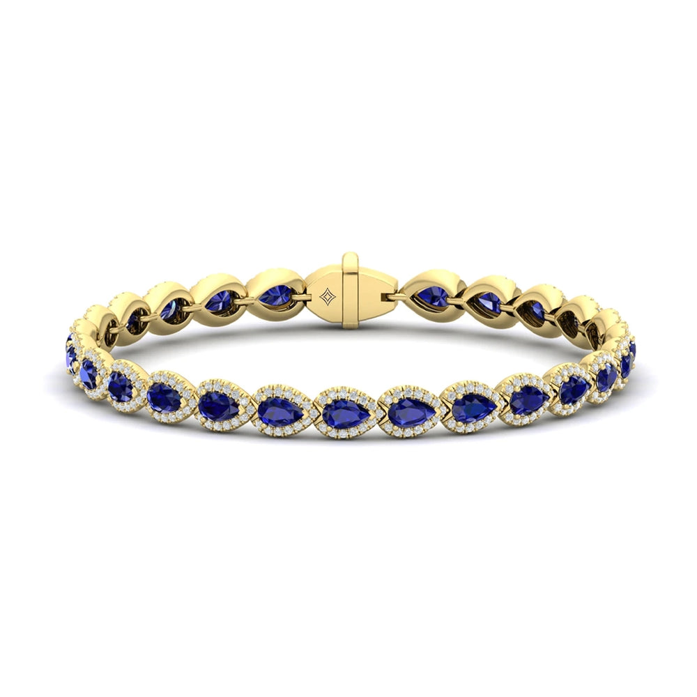 Diamond and Sapphire Hinged Bangle Yellow Gold