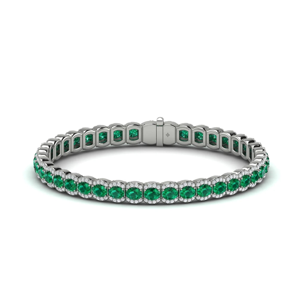 Diamond and Emerald Bracelet White Gold