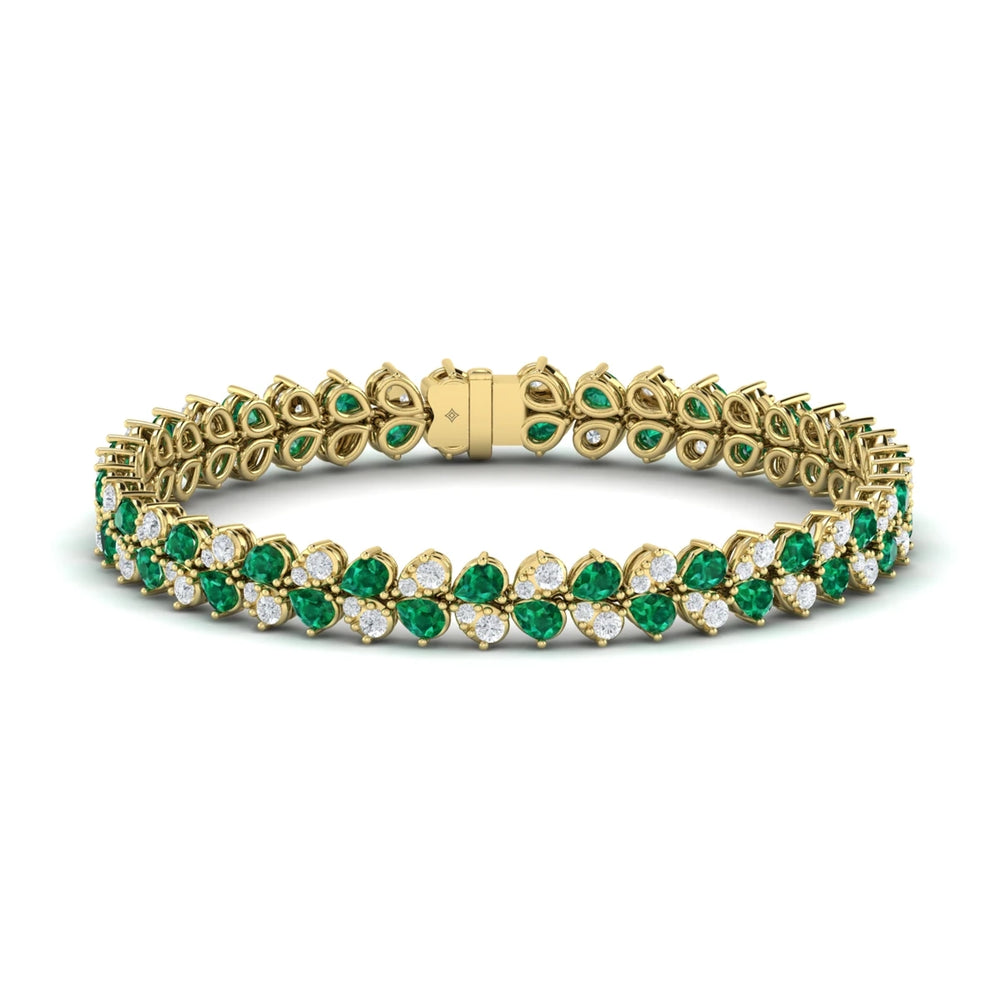 Diamond and Emerald Bracelet Yellow Gold