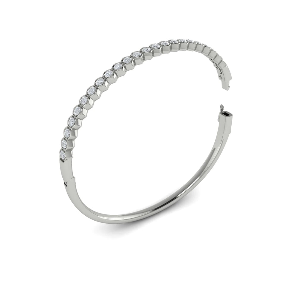 Diamond Honeycomb Bangle White Gold