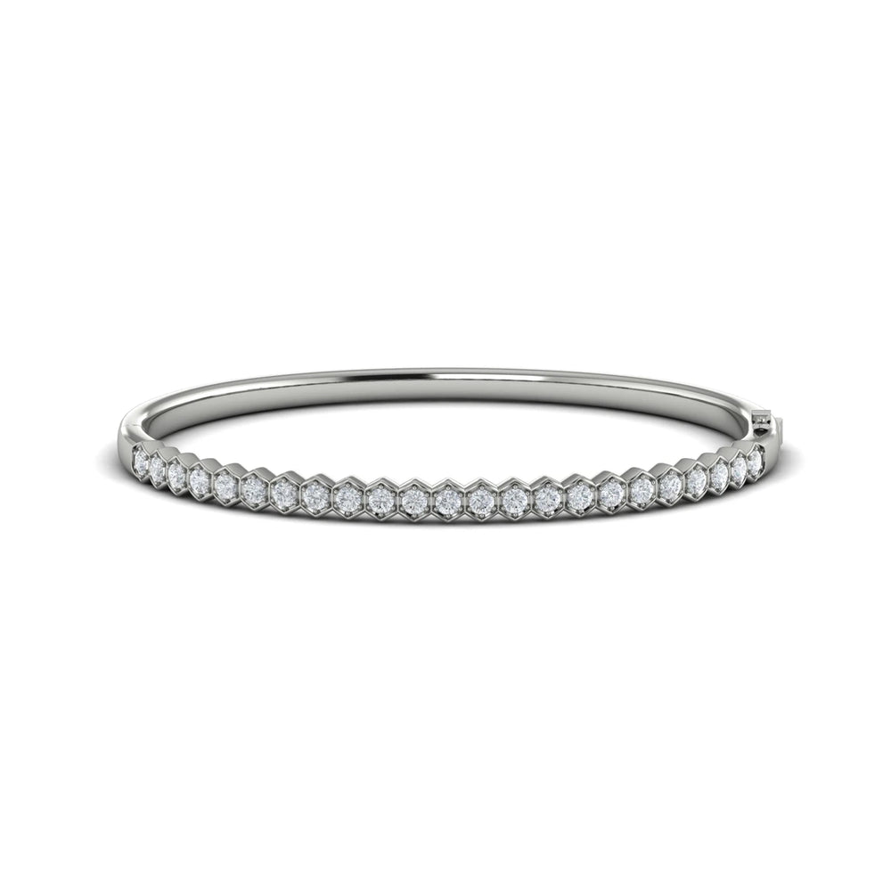 Diamond Honeycomb Bangle White Gold