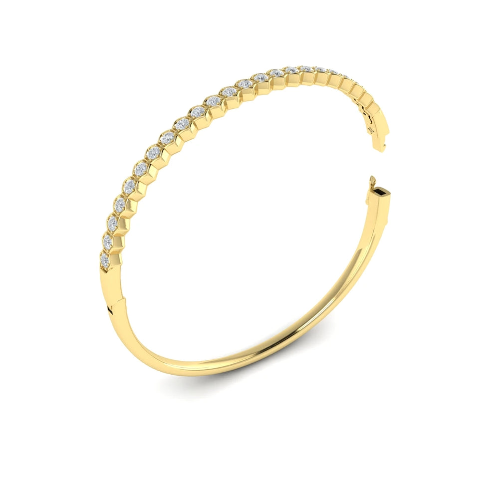 Diamond Honeycomb Bangle Yellow Gold