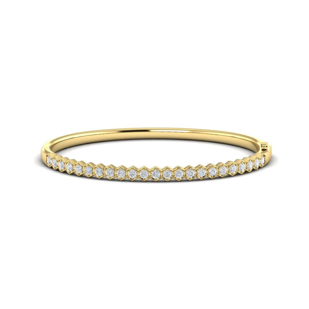 Diamond Honeycomb Bangle Yellow Gold