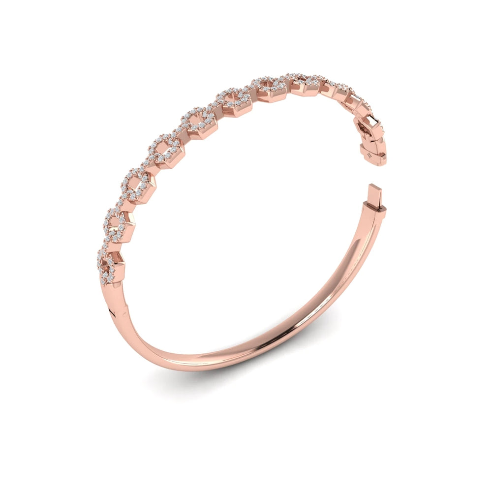 Diamond Open Link Bangle Rose Gold