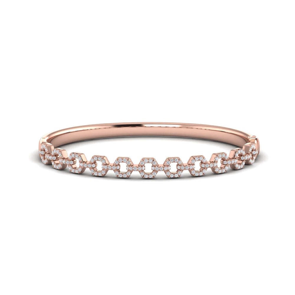 Diamond Open Link Bangle Rose Gold