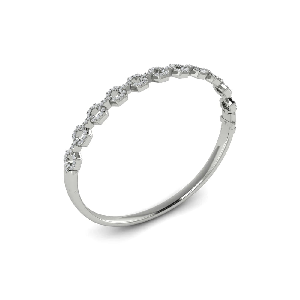 Diamond Open Link Bangle White Gold