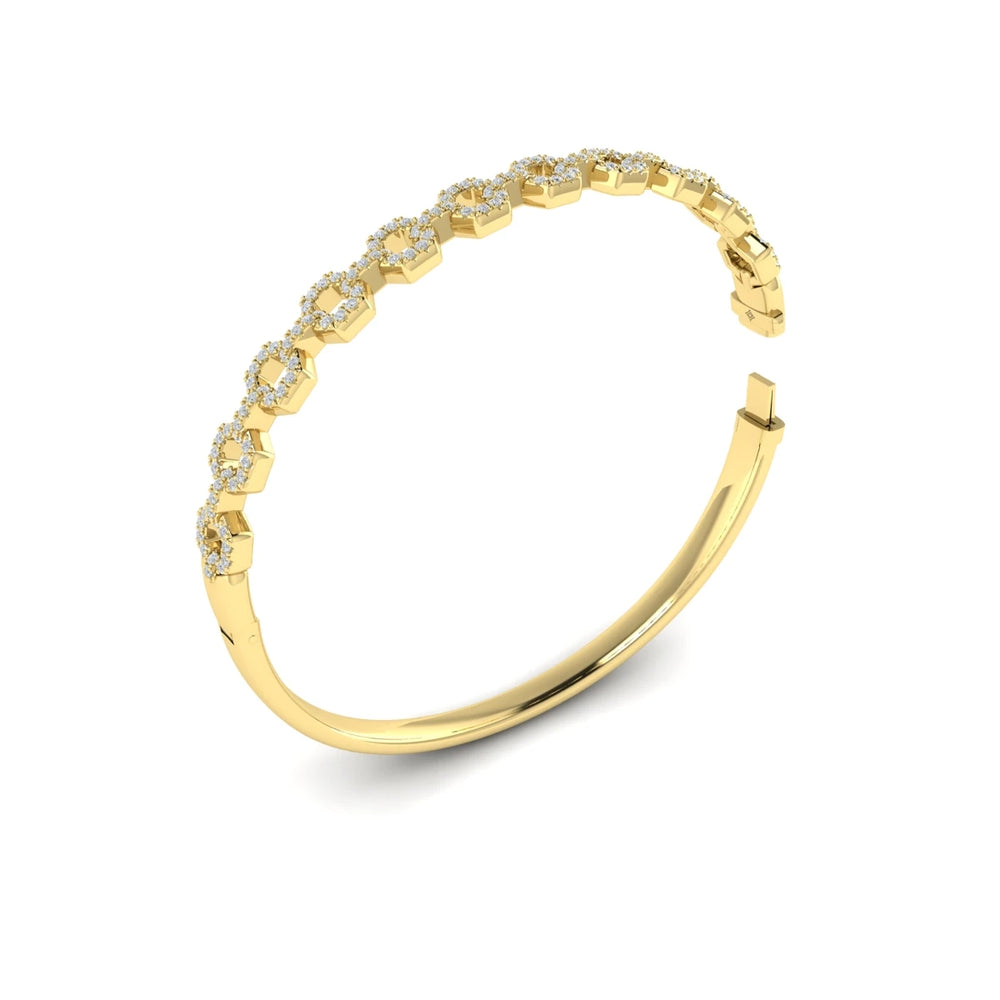 Diamond Open Link Bangle Yellow Gold