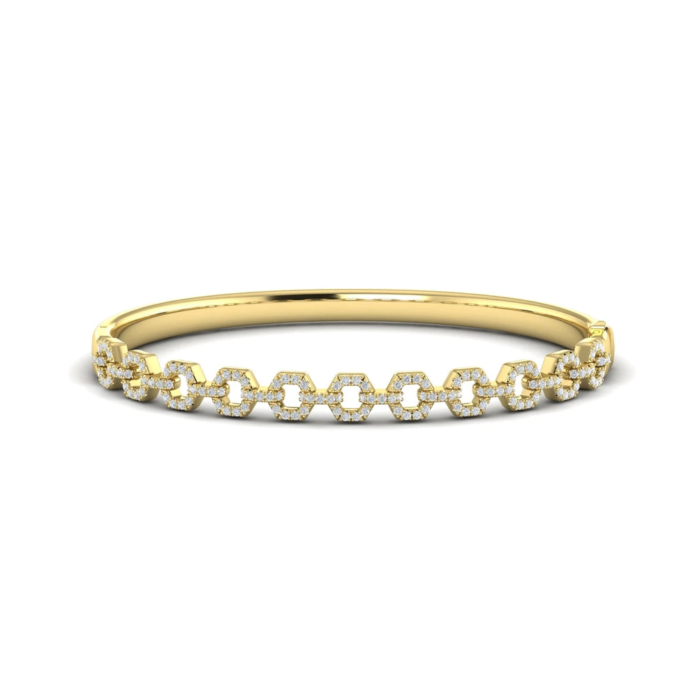 Diamond Open Link Bangle Yellow Gold