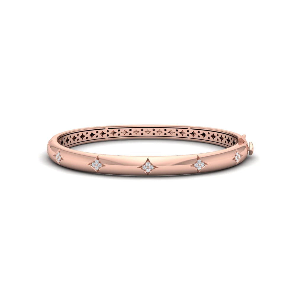 Diamond Vlora Star Hinged Bangle Rose Gold