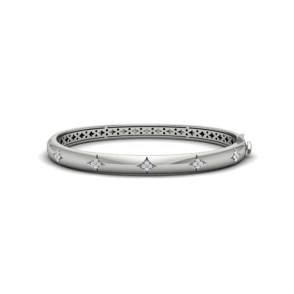 Diamond Vlora Star Hinged Bangle Platinum