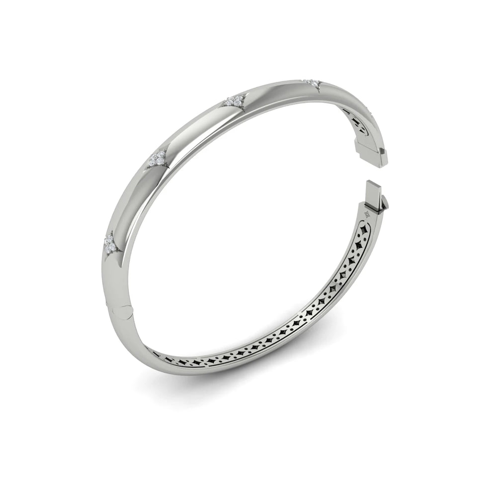 Diamond Vlora Star Hinged Bangle White Gold