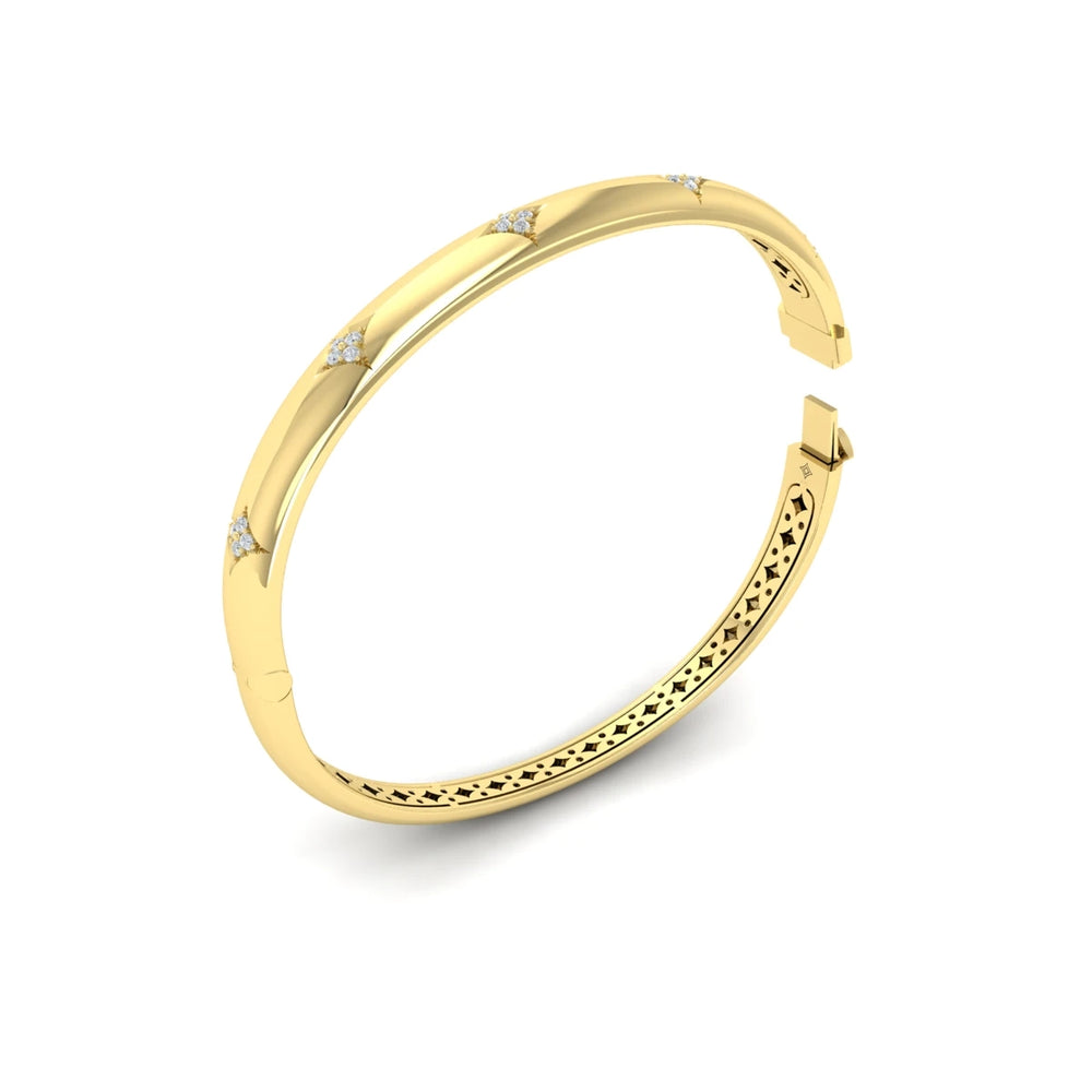 Diamond Vlora Star Hinged Bangle Yellow Gold
