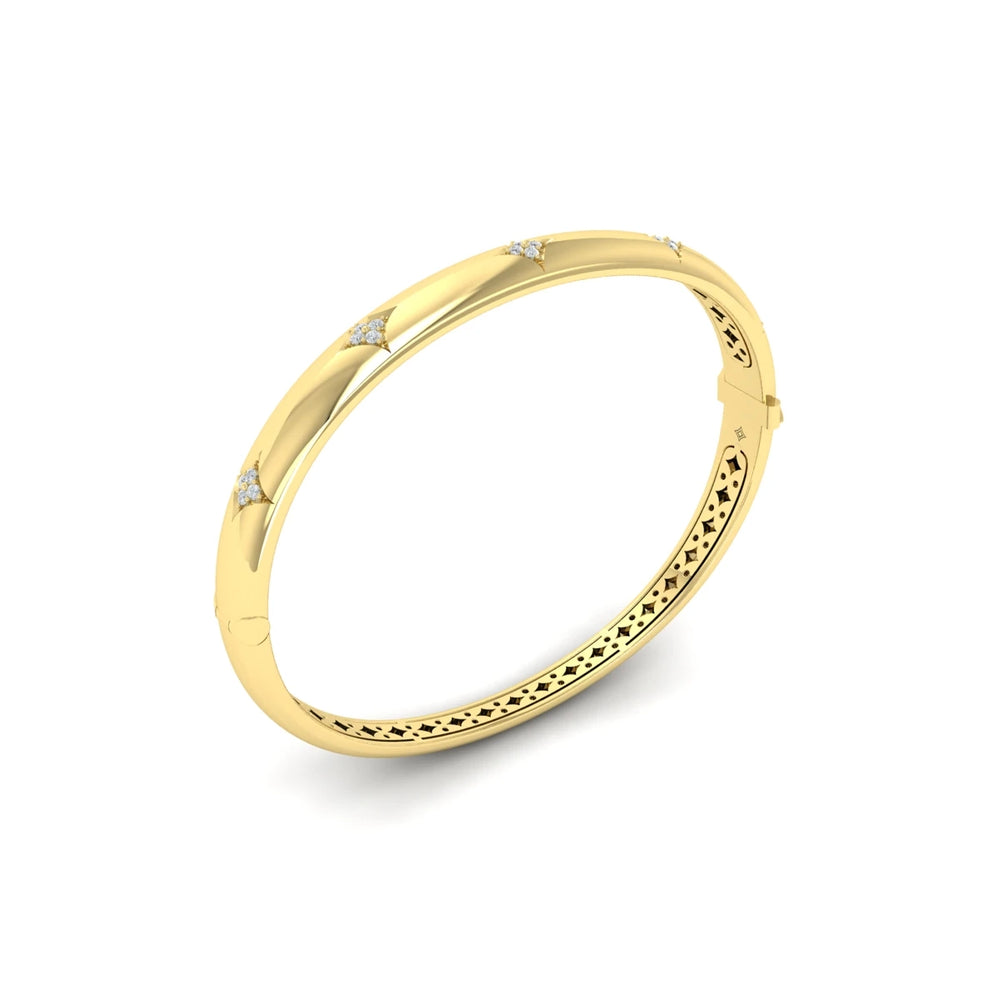 Diamond Vlora Star Hinged Bangle Yellow Gold
