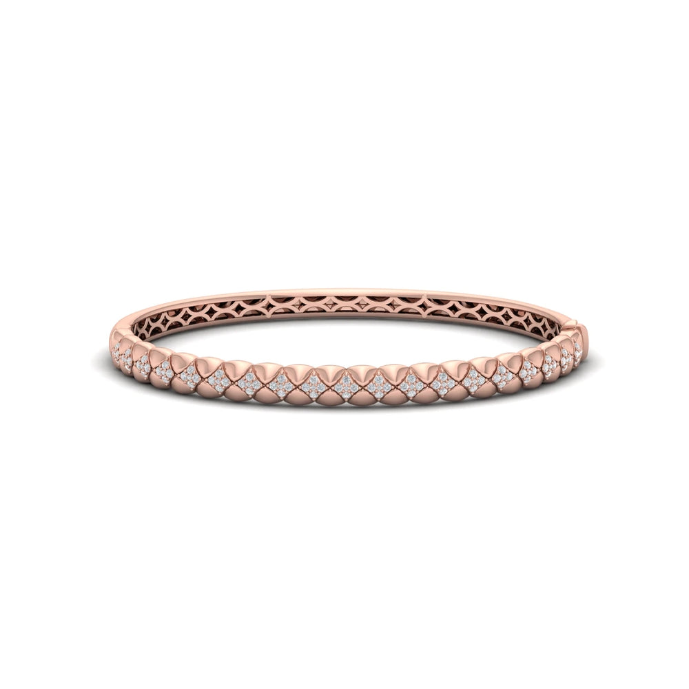 Diamond Tufted Vlora Star Hinged Bangle Rose Gold
