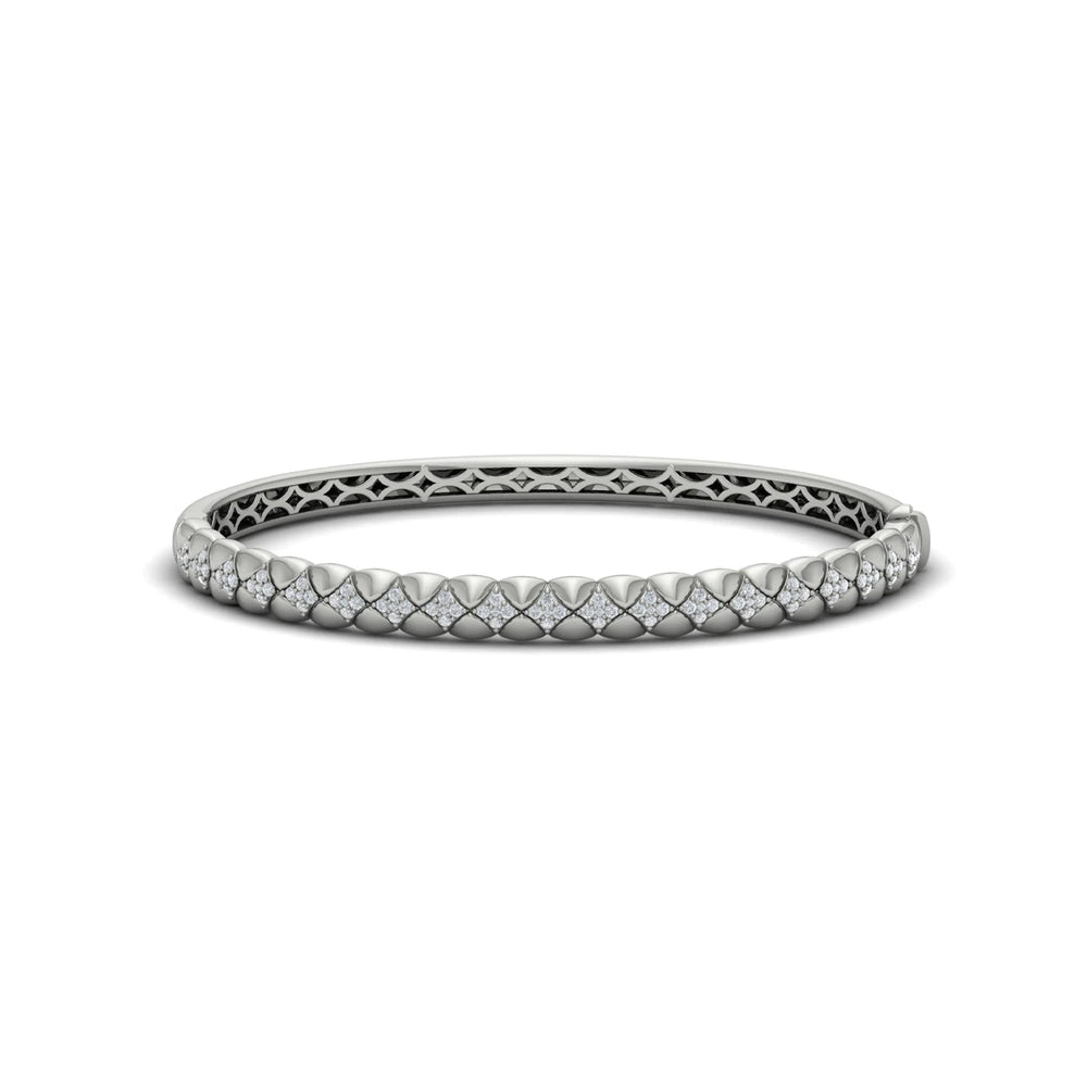 Diamond Tufted Vlora Star Hinged Bangle White Gold