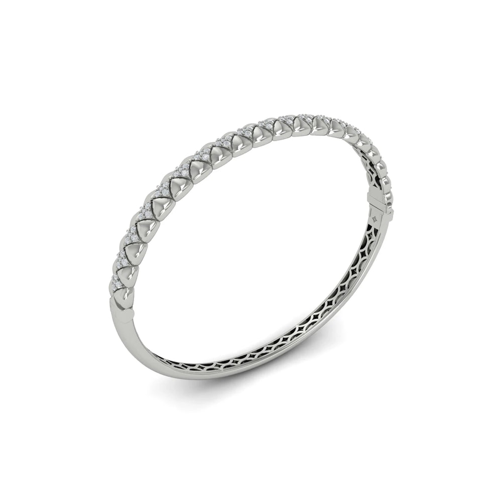Diamond Tufted Vlora Star Hinged Bangle White Gold