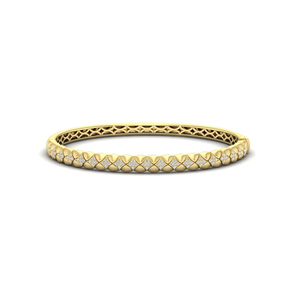 Diamond Tufted Vlora Star Hinged Bangle Yellow Gold