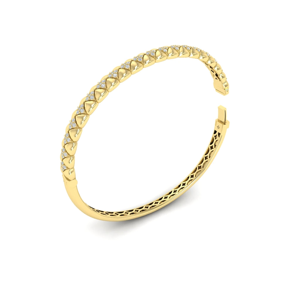 Diamond Tufted Vlora Star Hinged Bangle Yellow Gold