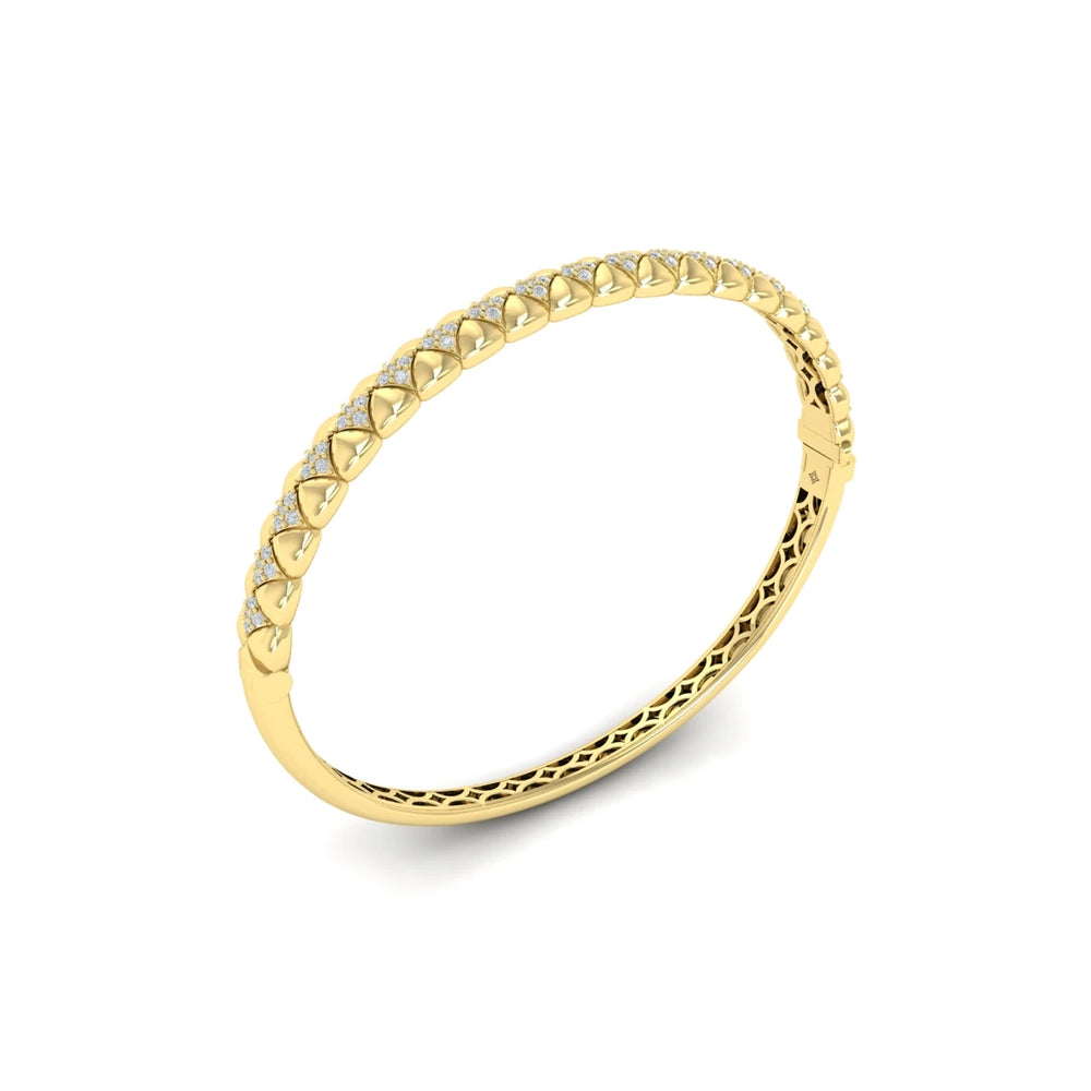 Diamond Tufted Vlora Star Hinged Bangle Yellow Gold