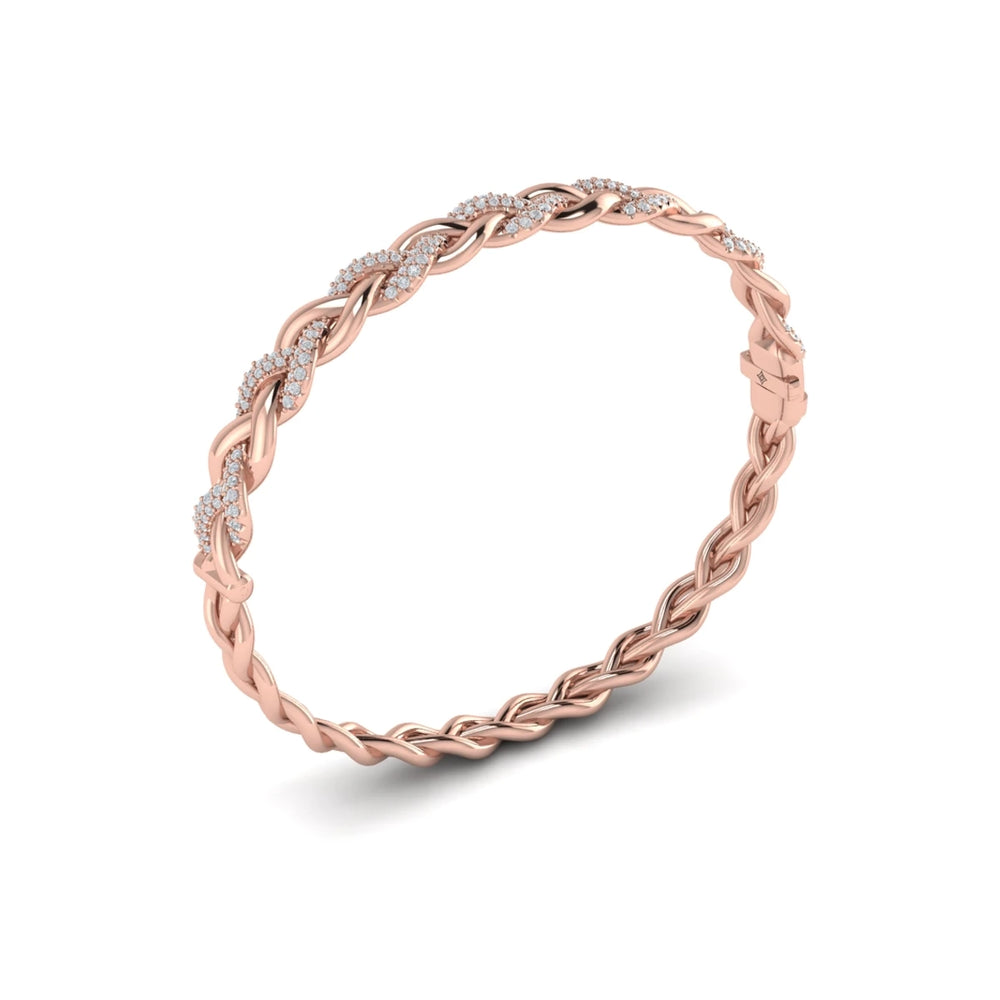 Alternating Diamond Twist Bangle Bracelet Rose Gold