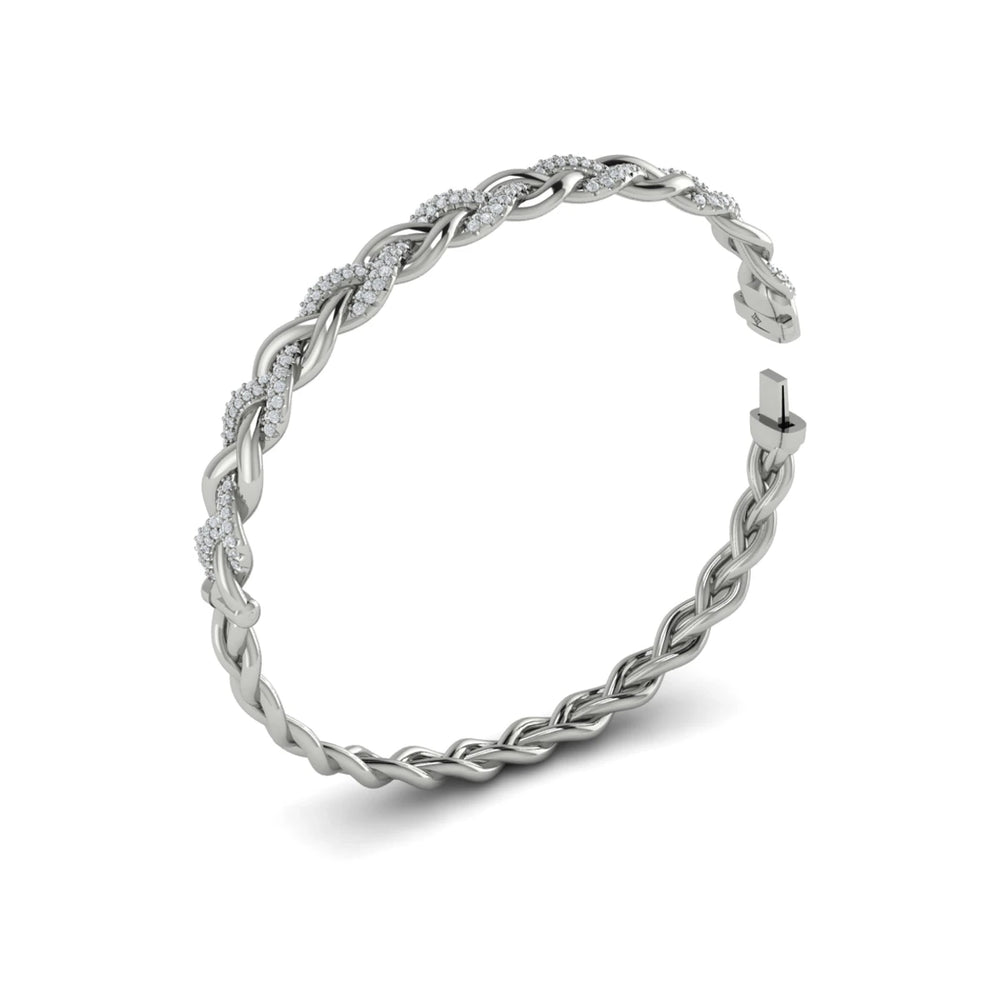Alternating Diamond Twist Bangle Bracelet Platinum