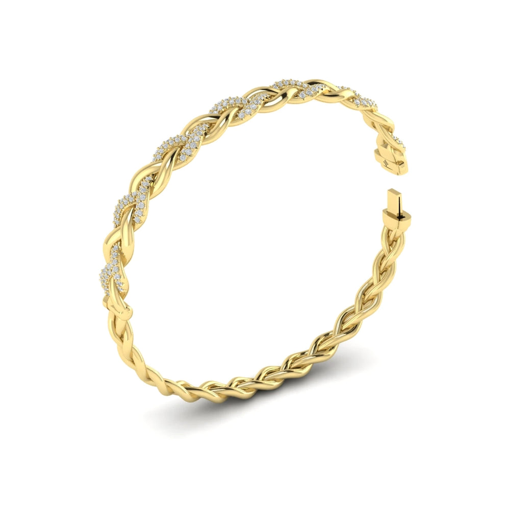 Alternating Diamond Twist Bangle Bracelet Yellow Gold