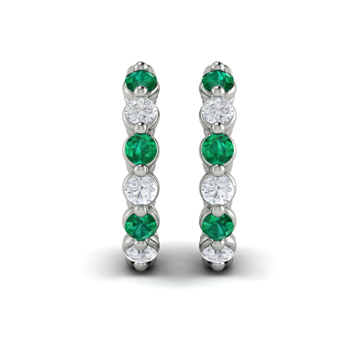 14k White Gold Emerald & Diamond Earrings, 0.27ct