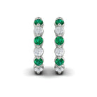 14k White Gold Emerald & Diamond Earrings, 0.27ct
