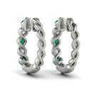 14k White Gold Emerald & Diamond Earrings, 0.27ct
