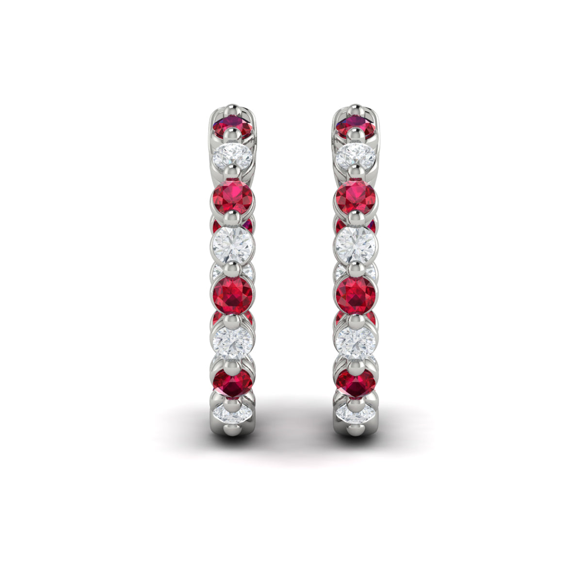 14k White Gold Ruby & Diamond Earrings, 0.96ct