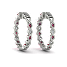 14k White Gold Ruby & Diamond Earrings, 0.96ct
